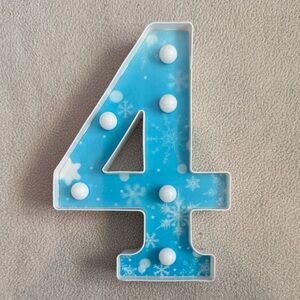 Snow Themed Light Up Marquee Number 4 for Party Decoration